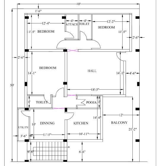 40 by 50 first floor plan with front elevation design