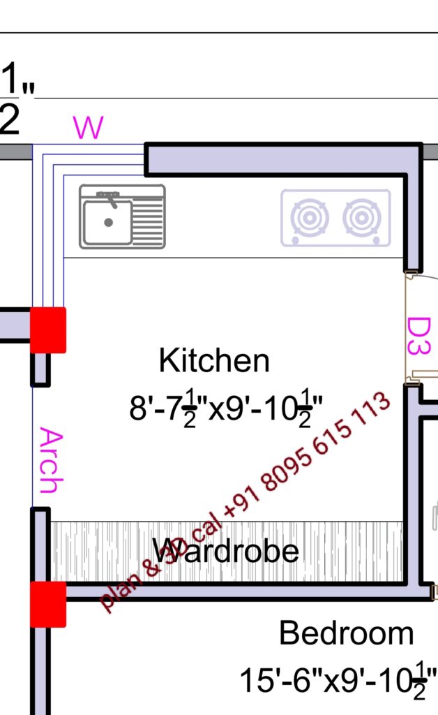 size of kitchen 8 feet by 9 feet